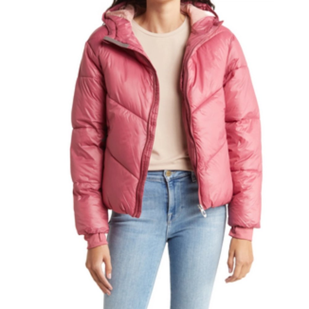 Spyder Super Puffer Jacket Hooded Jacket Pink Rose Size Small Long Sleeves